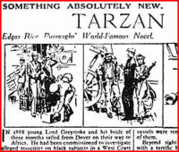 Abb. 6: Tarzan - A Serial Story in Pictures! Noch fast mehr Text als Bild, aber doch einer der ersten Heldencomics.